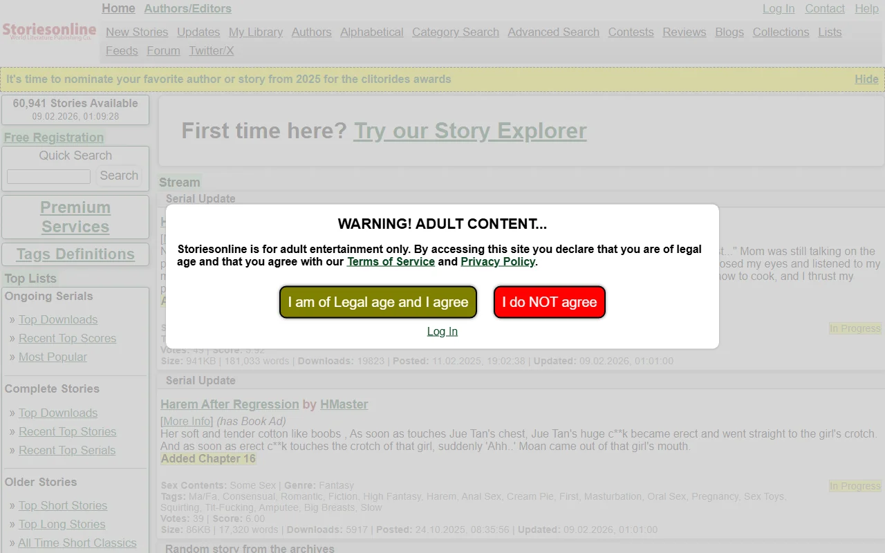 Screenshot: Storiesonline Screenshot of Storiesonline